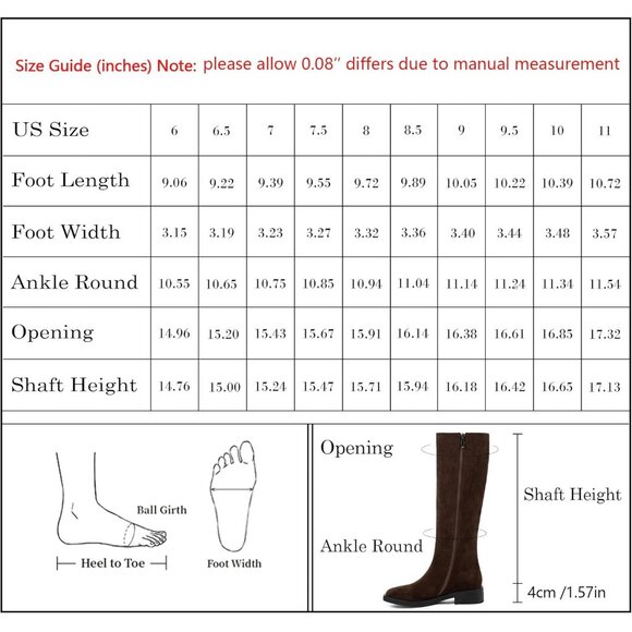 Women Polyurethane Suede Chocolate Round Toe Flat Side Zipper Knee High Boots - Picture 8 of 8